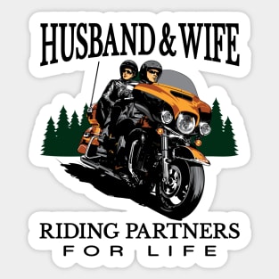 Husband & wife riding partners for life, Biker Sticker